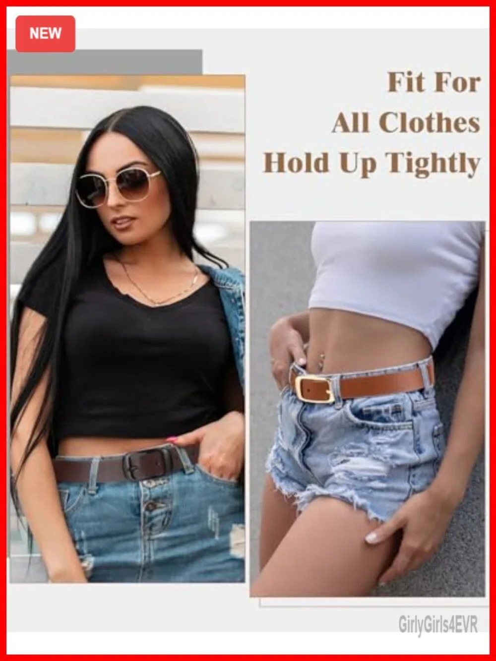 5 Pack Women's PU Leather Belts with Silver Alloy Pin Buckle for Jeans and
